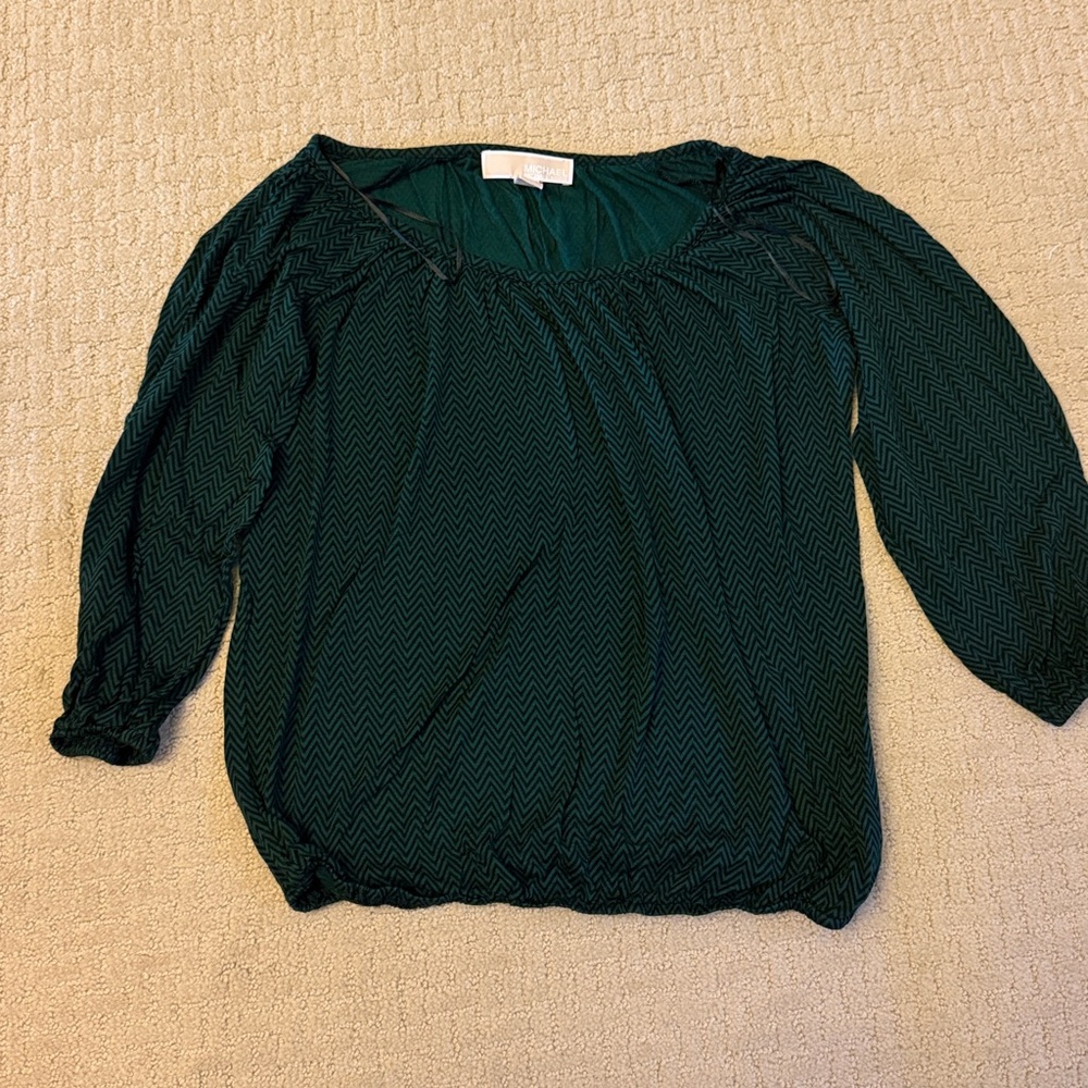Michael Michael Kors bubble hem Top Green Geometric  XS